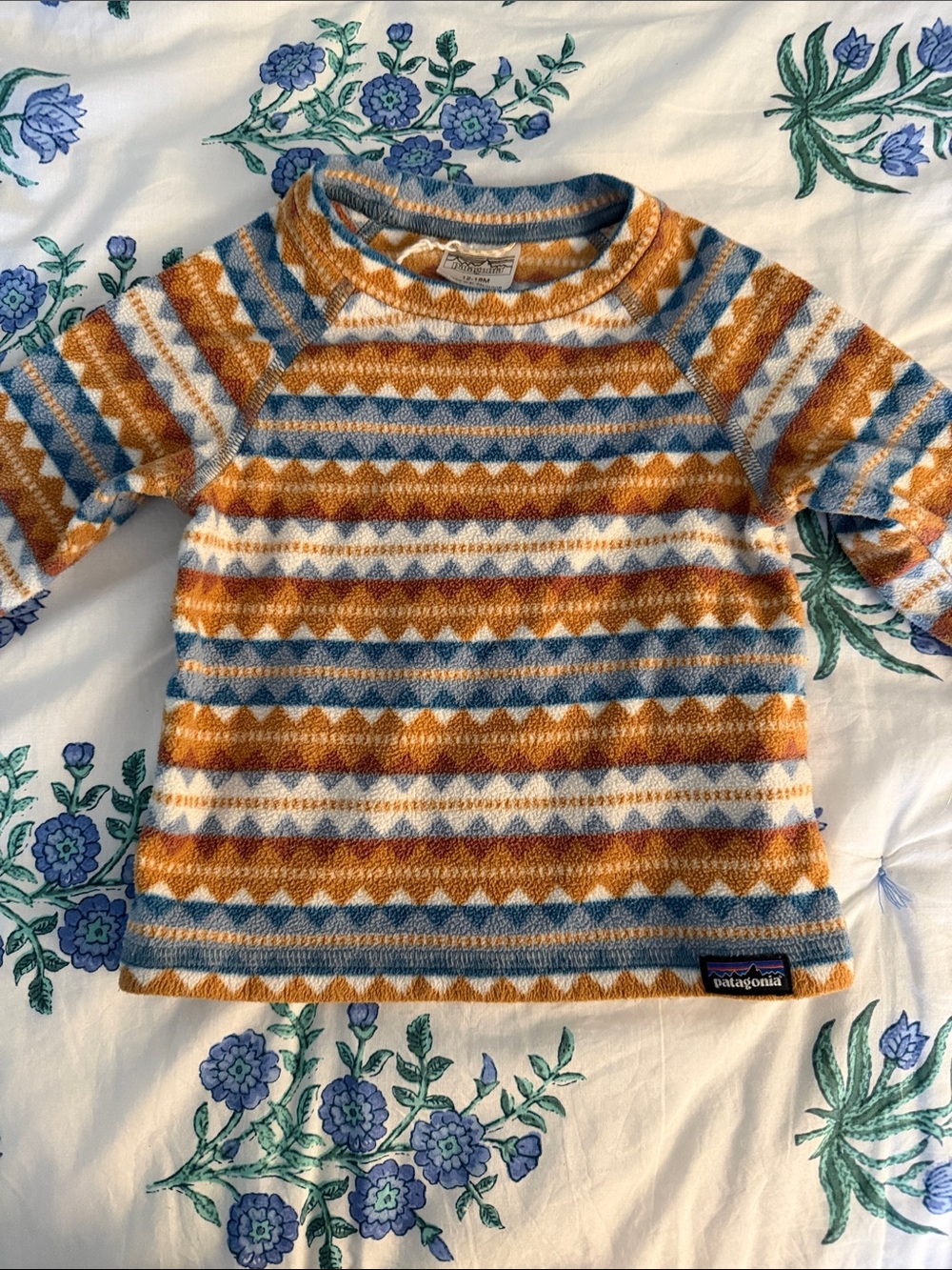 Patagonia Kids Crewneck micro fleece in Diamond Stripe